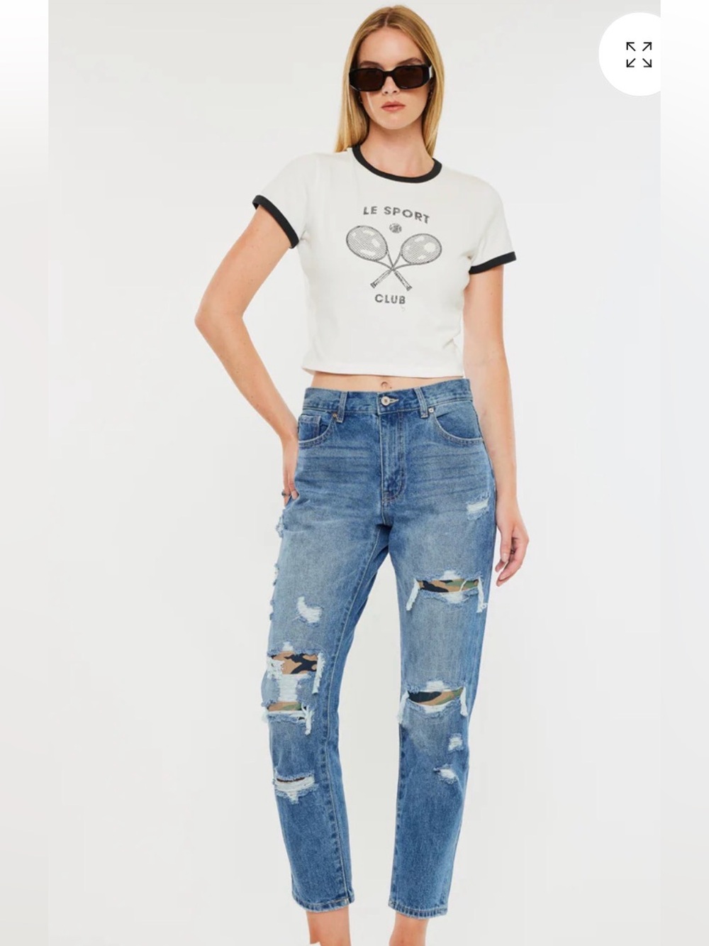 KanCan Distressed Light/Medium Blue Mom fit Jeans